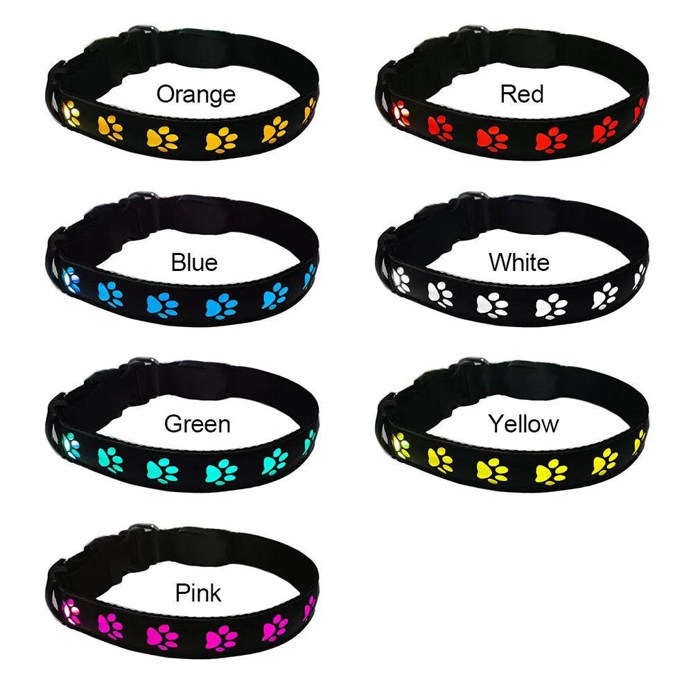 Pawprint LED Dog Collar